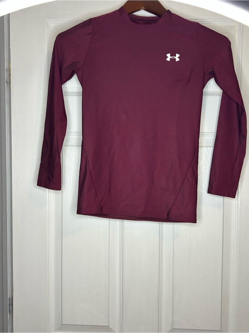 Under Armour Maroon Long-Sleeve Heat Gear Performance Tee for Kids